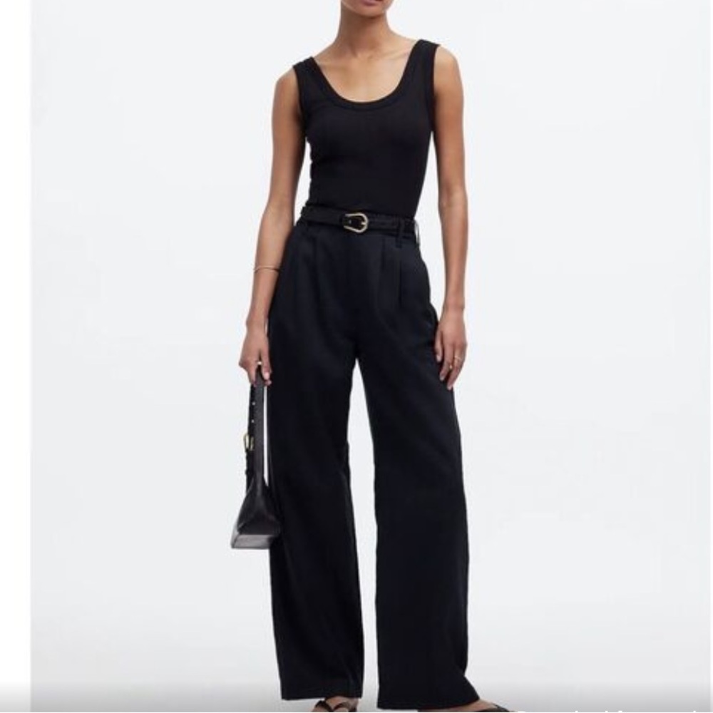 Madewell The Petite Harlow Wide-Leg Pant True Black Size 8 Petite Nwt